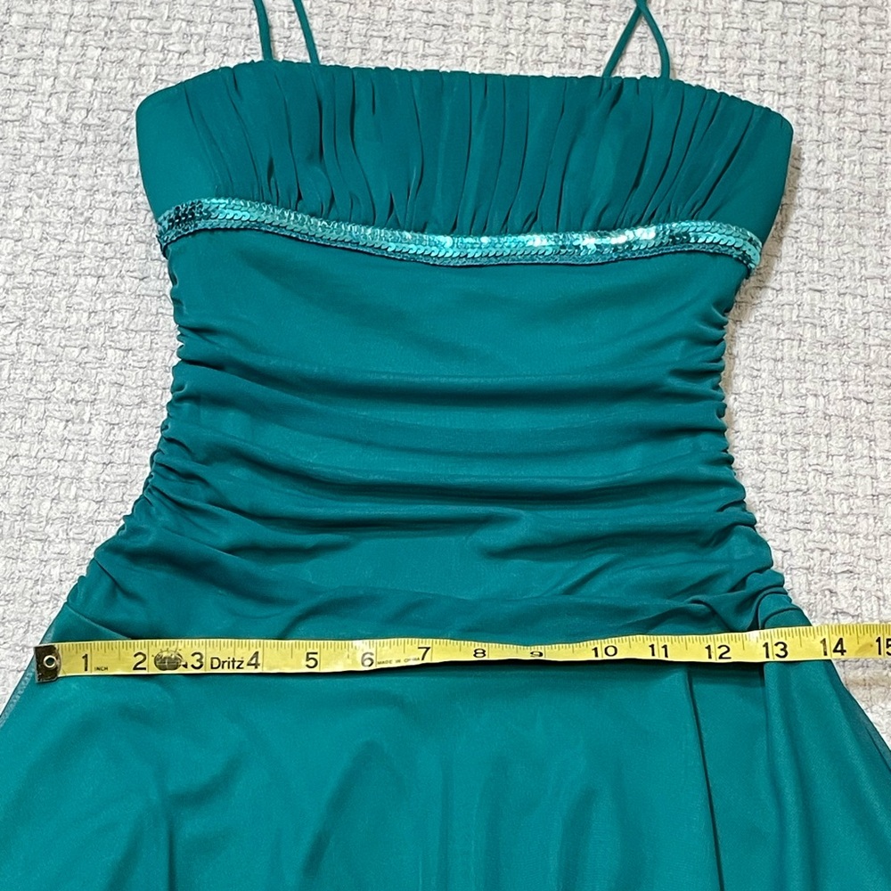 Y2K Vintage Women's Deep Teal Blue Dress Fairycore Balletcore Sequins Size Small - Picture 14 of 15